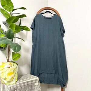 100% Linen Oversized High-Low Dress